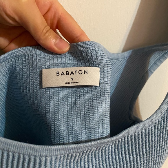 Aritzia Babaton Sculpt Squareneck Cropped Tank in color DREAM BLUE - Picture 5 of 9